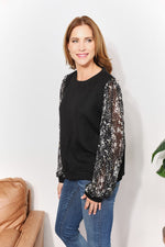 And The WhyFull Size Foil Printed Sleeve Top