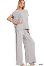 Zenana Raised Rib Relaxed Top & Pants Set