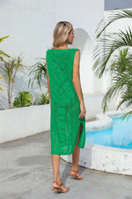 Angel Wings Openwork Slit V-Neck Sleeveless Cover Up - Ladyez