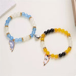 2 Piece Beaded Cat Charm Bracelet