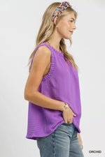 Umgee Ruffle Neck Sleeveless Top
