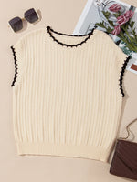 Contrast Trim Boxy Fit Sweater Vest
