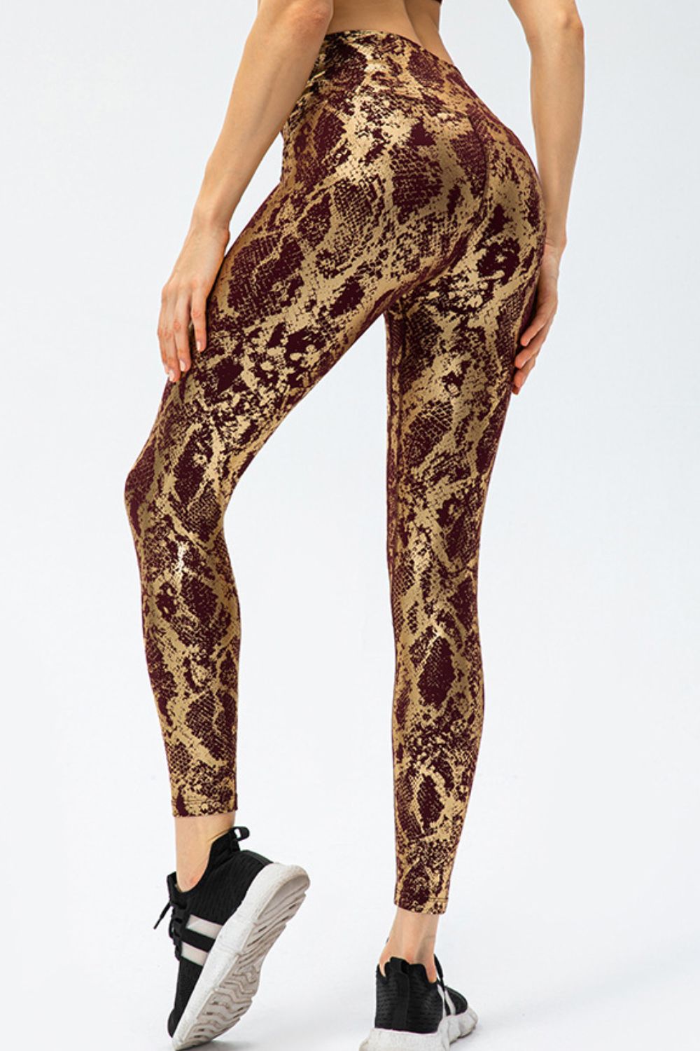 Animal Print Slim Fit Wide Waistband Long Sports Pants - Ladyez