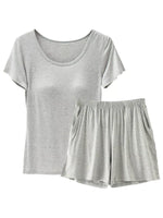 Plus Size Padded Modal Short Sleeve T-Shirt and Shorts Set
