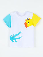 Children's Animal Print Color Block T-Shirt