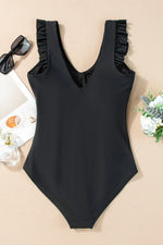 Full Size Ruched V-Neck One-Piece Swimwear - Ladyez