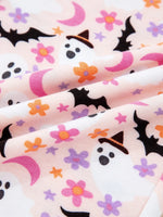 Halloween Ghost Print Button Up Top and Pants Lounge Set