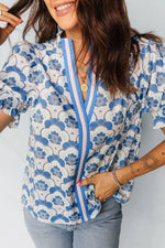 Floral Print Puff Sleeve Blouse