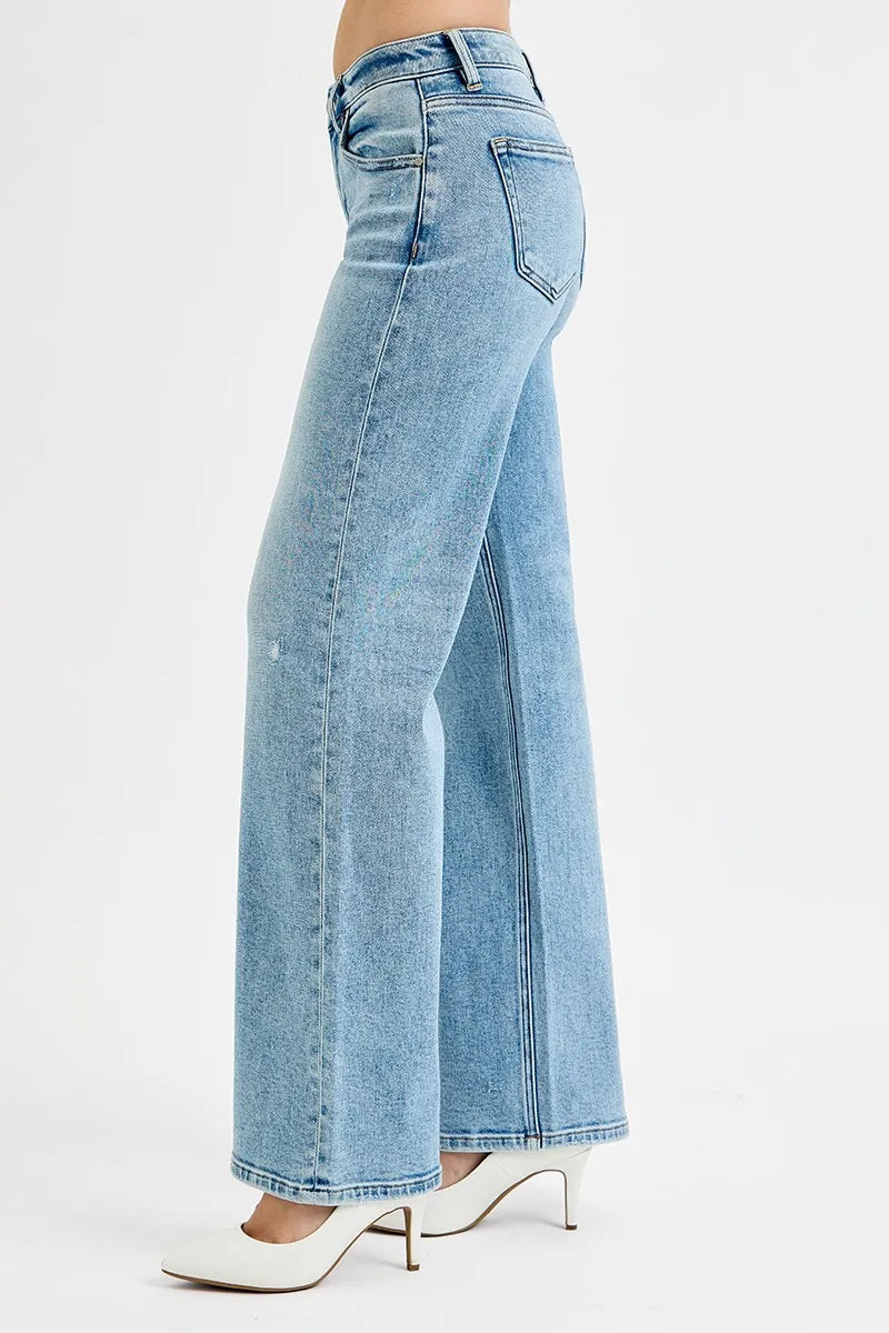 RISEN Full Size Low Rise Ankle Boyfriend Distressed Jeans Plus Size - Ladyez