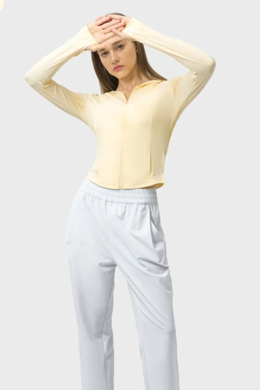 Millennia Pocketed Zip Up Hooded Long Sleeve Active Outerwear - Ladyez