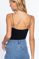 ACTIVE BASIC Ribbed Round Neck Seamless Cami Bodysuit - Ladyez