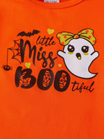 Children's Halloween Graphic Top and Pants 3-Piece Set with Headband