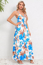 Printed Surplice Maxi Cami Dress - Ladyez