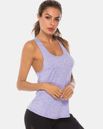 Full Size Scoop Neck Wide Strap Active Tank - Ladyez