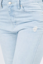 American Bazi High Waist Distressed Raw Hem Jeans