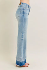 Judy Blue Full Size Mr Release Hem Wide Leg Jeans Plus Size - Ladyez