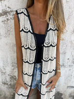 Sleeveless Crochet Longline Cardigan