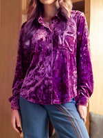 Velvet Button-Down Long Sleeve Shirt