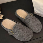Buckle Decor Round Toe Slippers