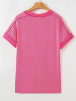 Twisted Rib Sequin Patriotic Balloon Dog V Neck Tee