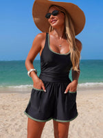 Contrast Trim Scoop Neck One Piece Swimsuit