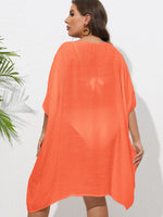Crochet Trim V-Neck Beach Cover Up Dress - Ladyez