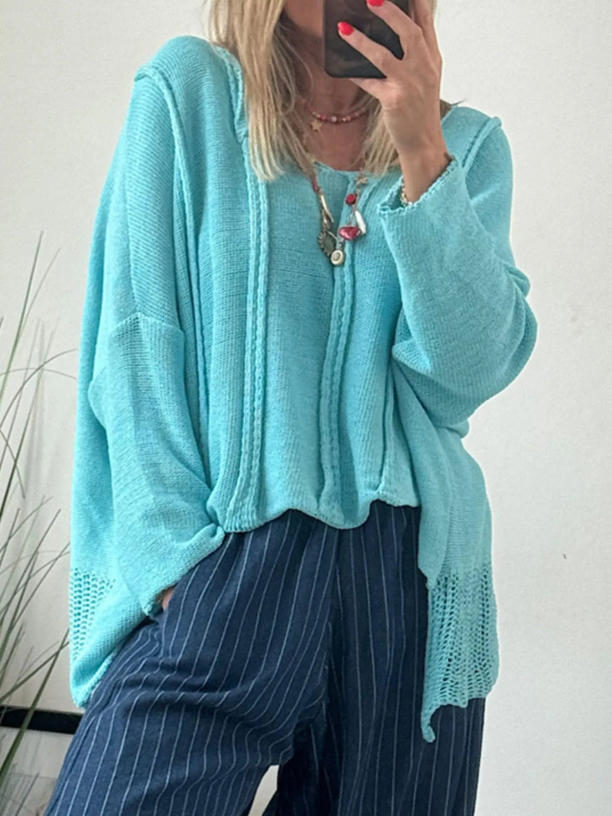 High-Low Drop Shoulder Sweater