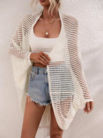 Openwork Open Front Longline Cover Up - Ladyez