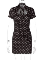 Polka Dot Cut-Out Front Mini Dress