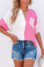 Color Block Casual Button Up Shirt