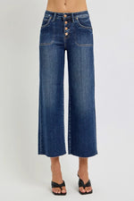 RISEN Full Size High Rise Crop Wide Button Up Jeans Plus Size - Ladyez
