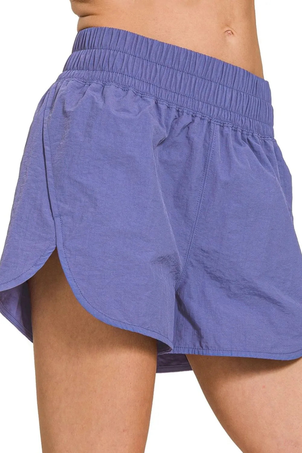 Zenana Windbreaker Smocked Waistband Running Shorts - Ladyez