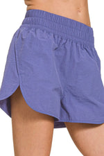 Zenana Windbreaker Smocked Waistband Running Shorts - Ladyez