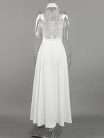 Backless Sleeveless Button Front Maxi Dress