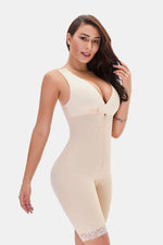 Full Size Lace Trim Shapewear with Zipper - Ladyez
