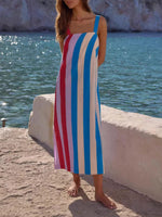 Striped Wide Strap Midi Dress