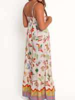 Printed Square Neck Maxi Cami Dress - Ladyez