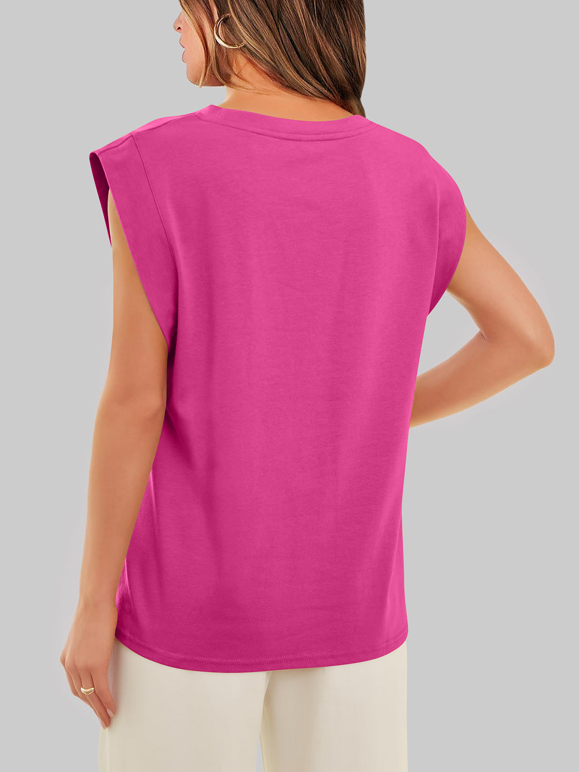 Florira Round Neck Cap Sleeve T-Shirt - Ladyez