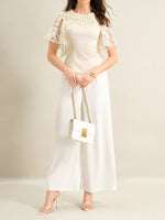Lace Trimmed Short Sleeve Blouse