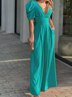 Puff Sleeve Wide Leg Jumpsuit