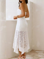 Elegant Lace Strapless Midi Dress