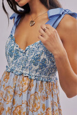 Floral Tiered Maxi Dress with Mixed Print Design
