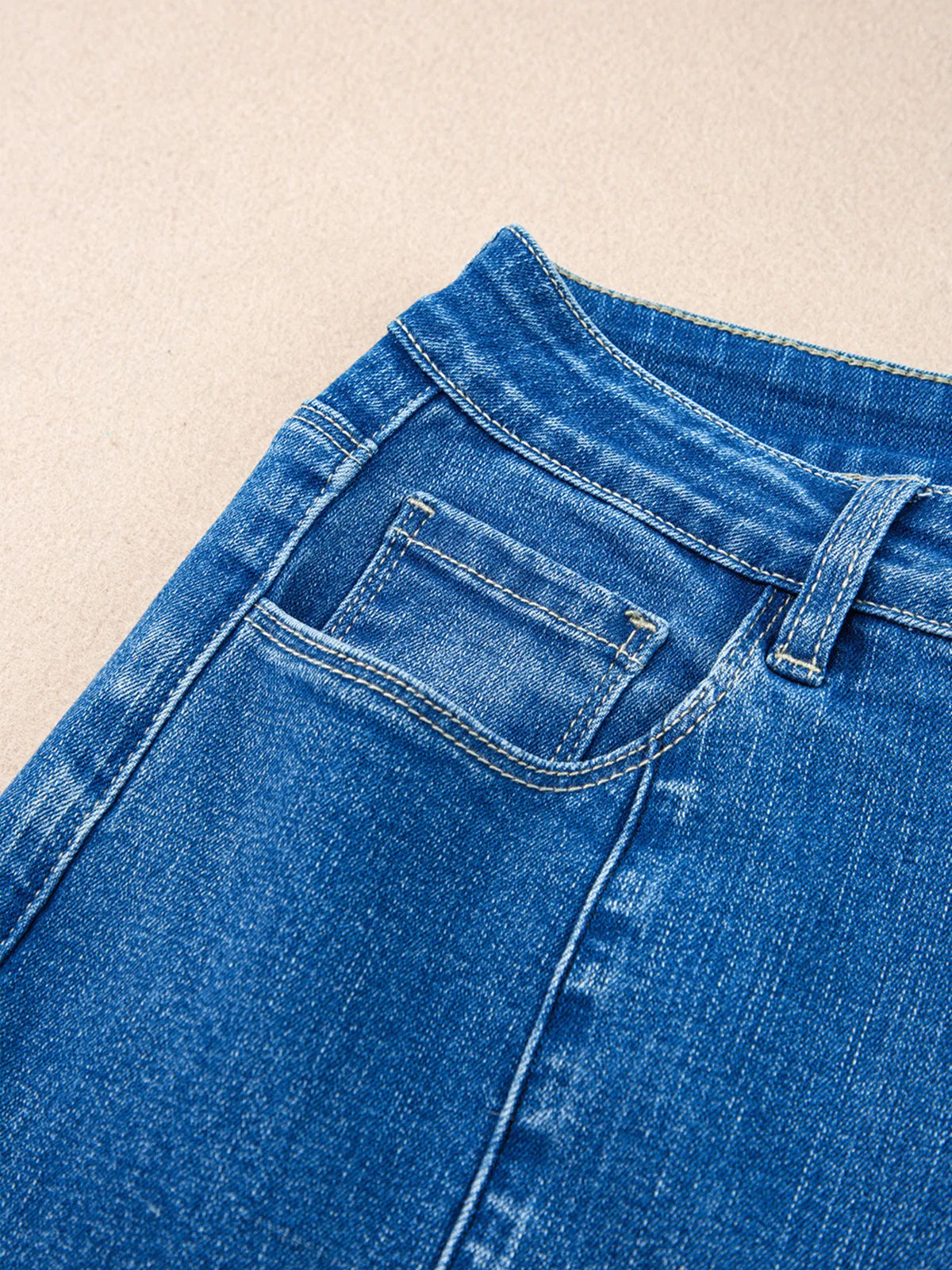 Seam Detail Flared Bottom Ankle Length Jeans - Ladyez