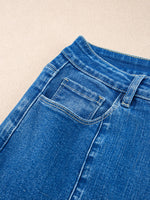 Seam Detail Flared Bottom Ankle Length Jeans - Ladyez