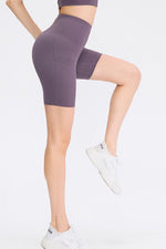 Wide Waistband Sports Shorts with Pockets - Ladyez