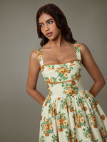 Lace Trim Floral Sleeveless Midi Dress - Ladyez