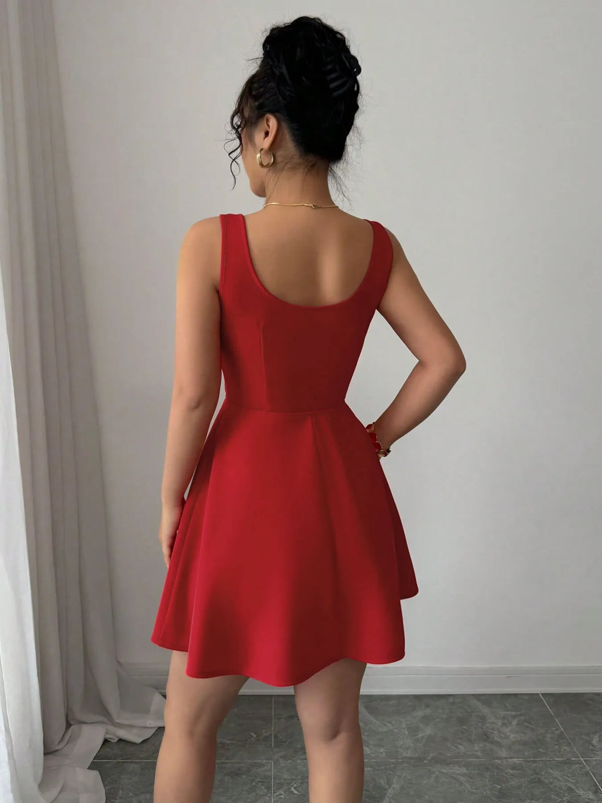 Tie Front Wide Strap Dress - Ladyez