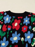 Floral Print V Neck Buttoned Cardigan