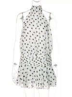 Polka Dot Halter Neck Ruffle Dress