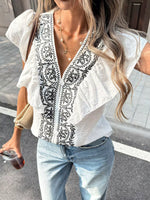 Ruffled V-Neck Blouse
